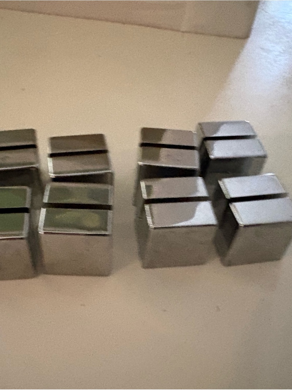 Crate&Barrel silver chrome dinner place card holders - Set/8 with table cards